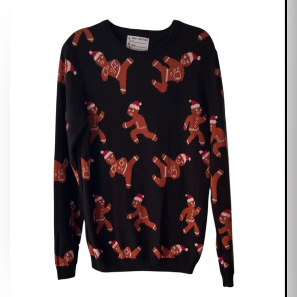 Other - Christmas Gingerbread Ninjas Ugly Sweater Soft Lounge Party Unisex Black Med EUC